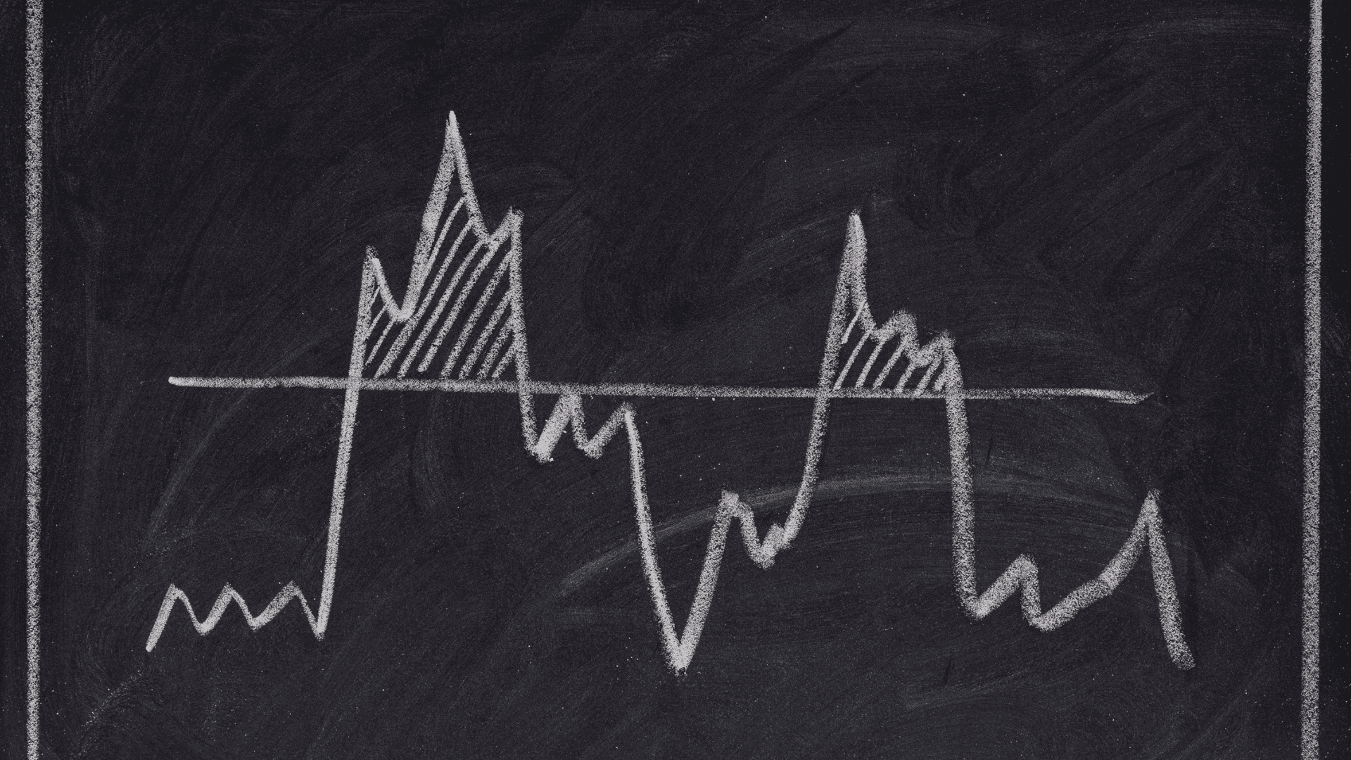 Illustration inspired by a chalkboard showing a graph with highs and lows as an example of thresholding.