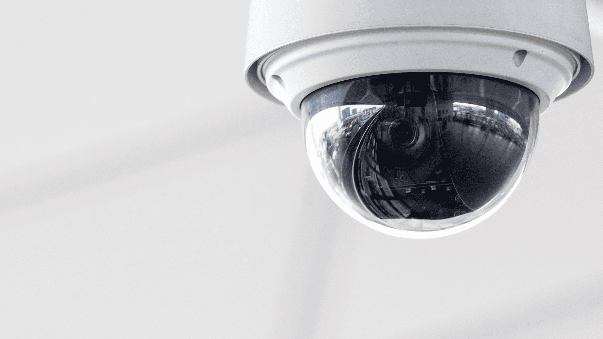 Close-up photo of a dome camera.