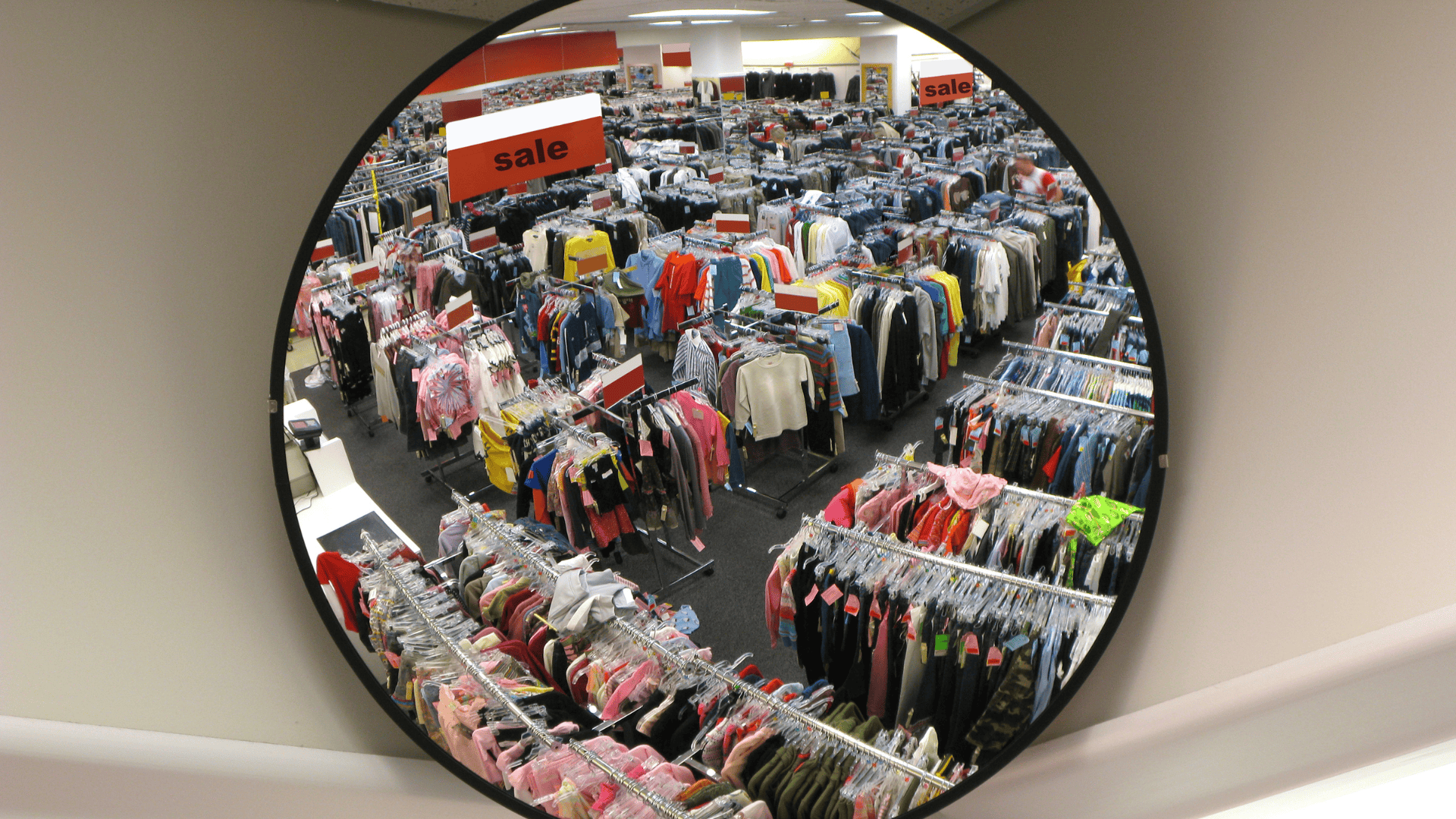 Image of a corner mirror as an example of retail security systems.